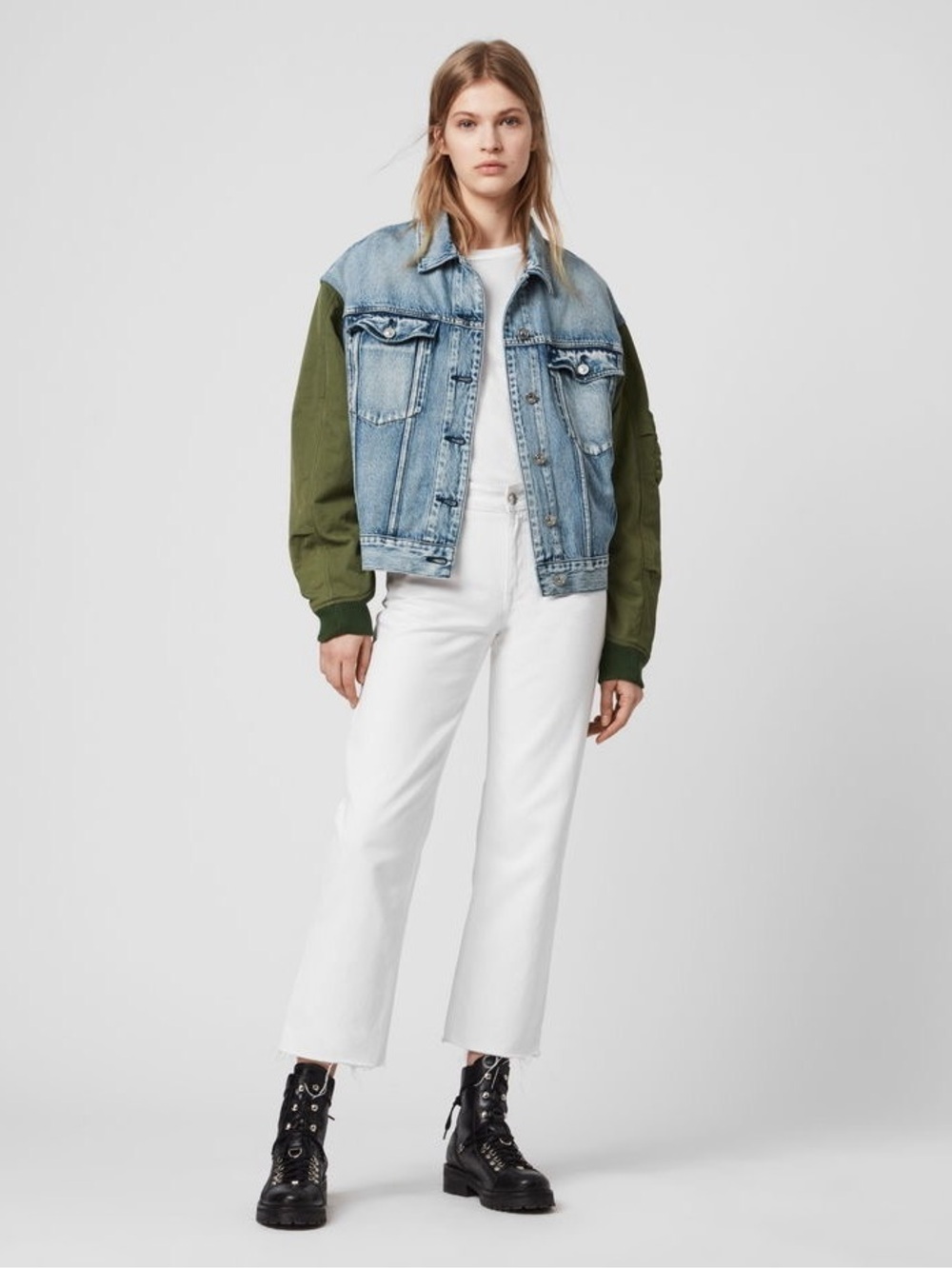 AllSaints Frankie Denim Bomber Jacket - Picture 3 of 11